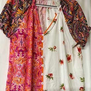 Colorful Women's Blouse with Floral and Paisley Patterns
